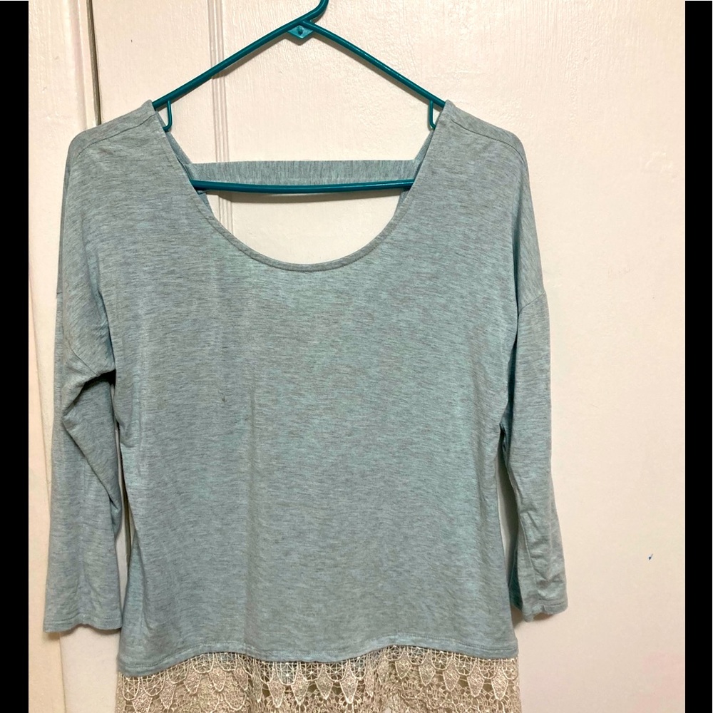 Turquoise top with lace at bottom